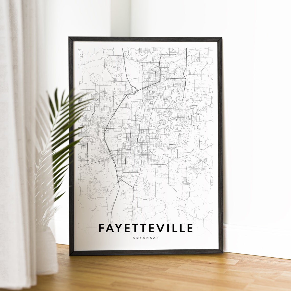 Instant Fayetteville Arkansas Map Print Fayetteville Poster Map Fayetteville Black And White Map Art Fayetteville - Image 2