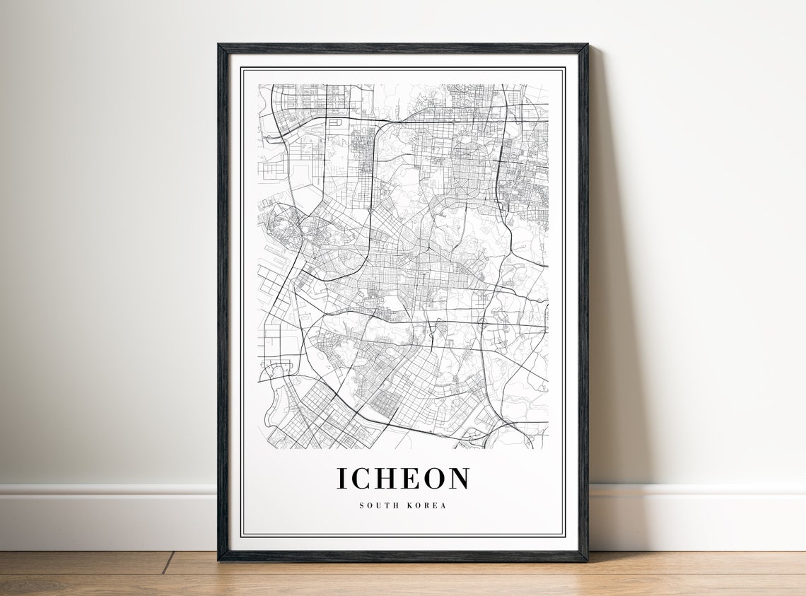 Icheon South Korea Minimalist Black and White City Map Poster - Image 5