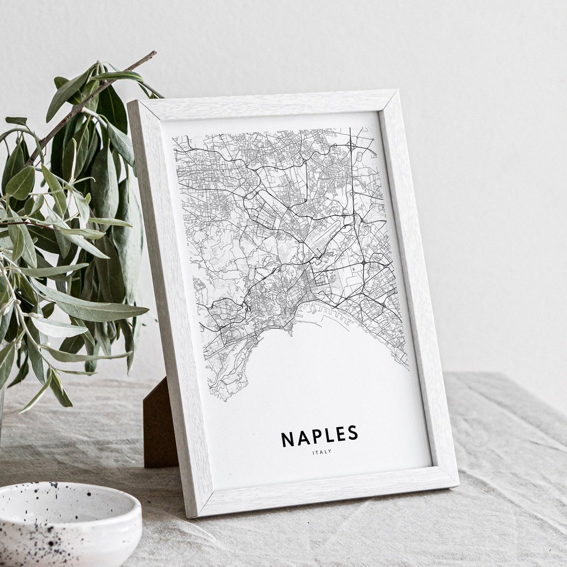 Naples Italy Black and White City Map Modern Minimalist Wall Art - Image 2