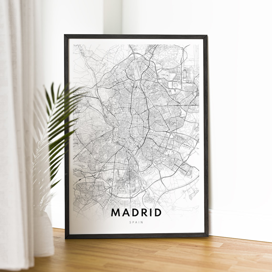 Madrid Spain Map Print, Black And White Travel Poster - Image 2