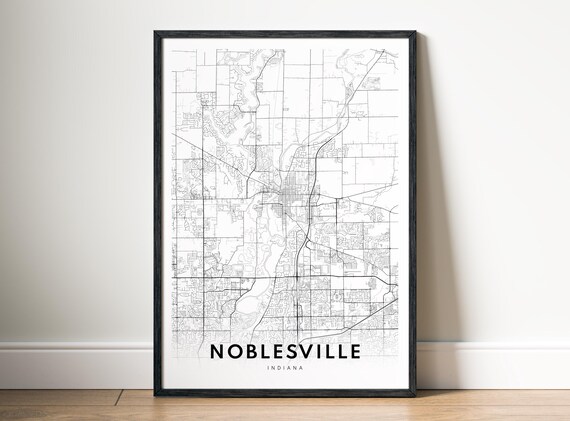 Noblesville Map Print Indiana Poster City Black And White