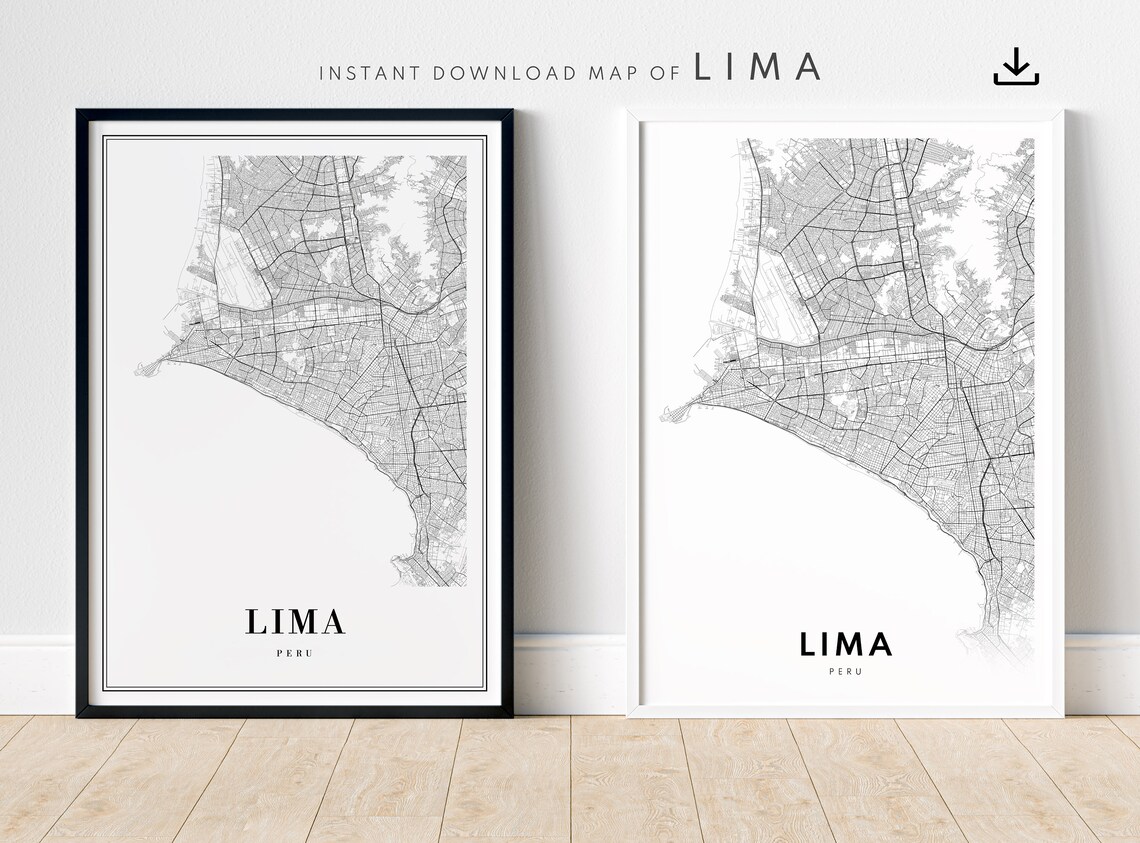 Lima Peru Capital City Street Map Black White Minimalist Map Poster - Image 5