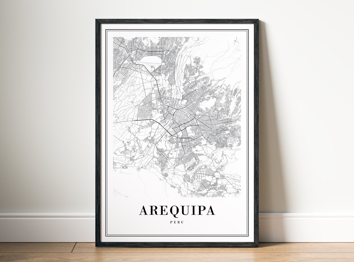 Arequipa Peru Minimalist Black and White City Street Map Poster - Image 5