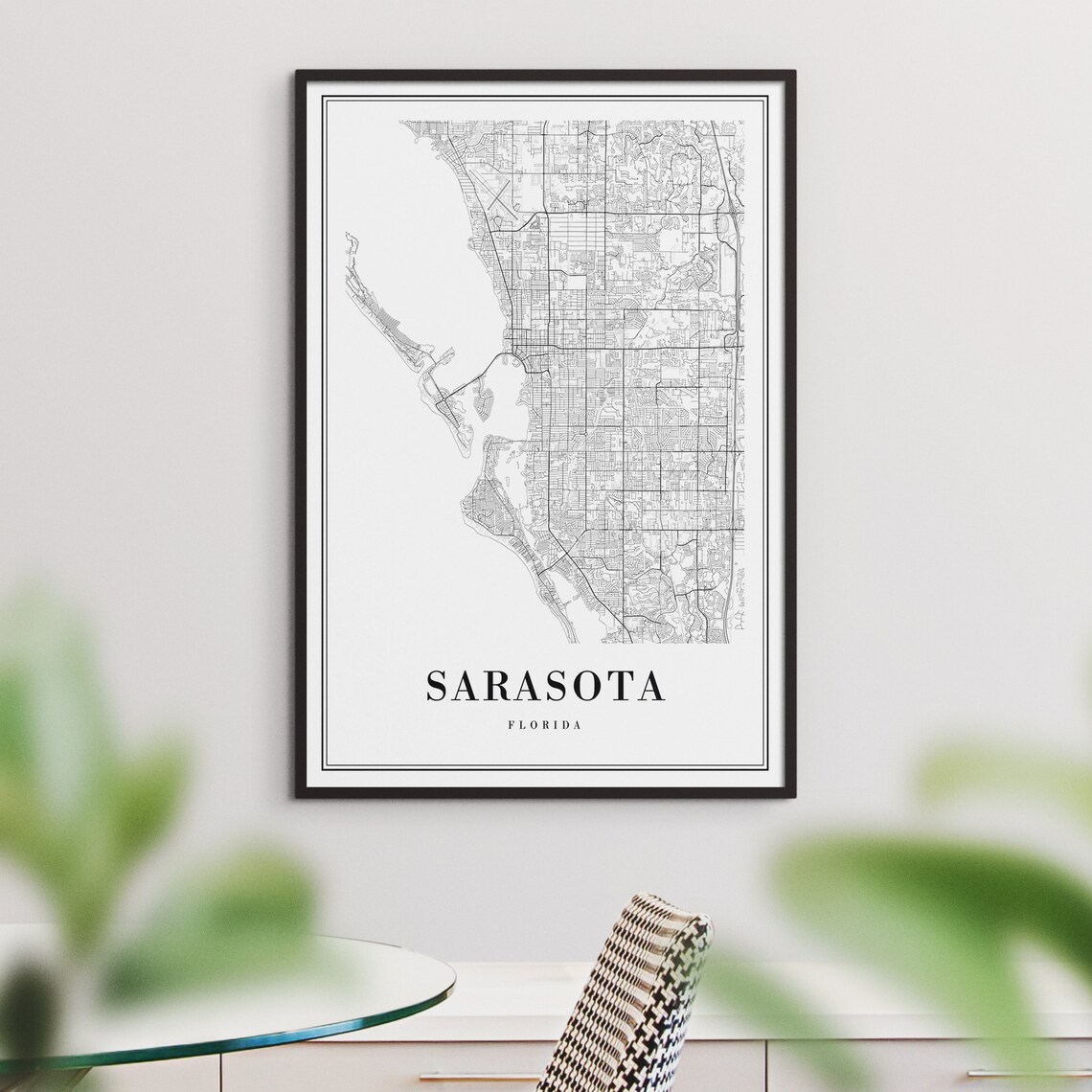 Sarasota Florida Gulf Coast City Street Map Fine Line Art Print - Image 3