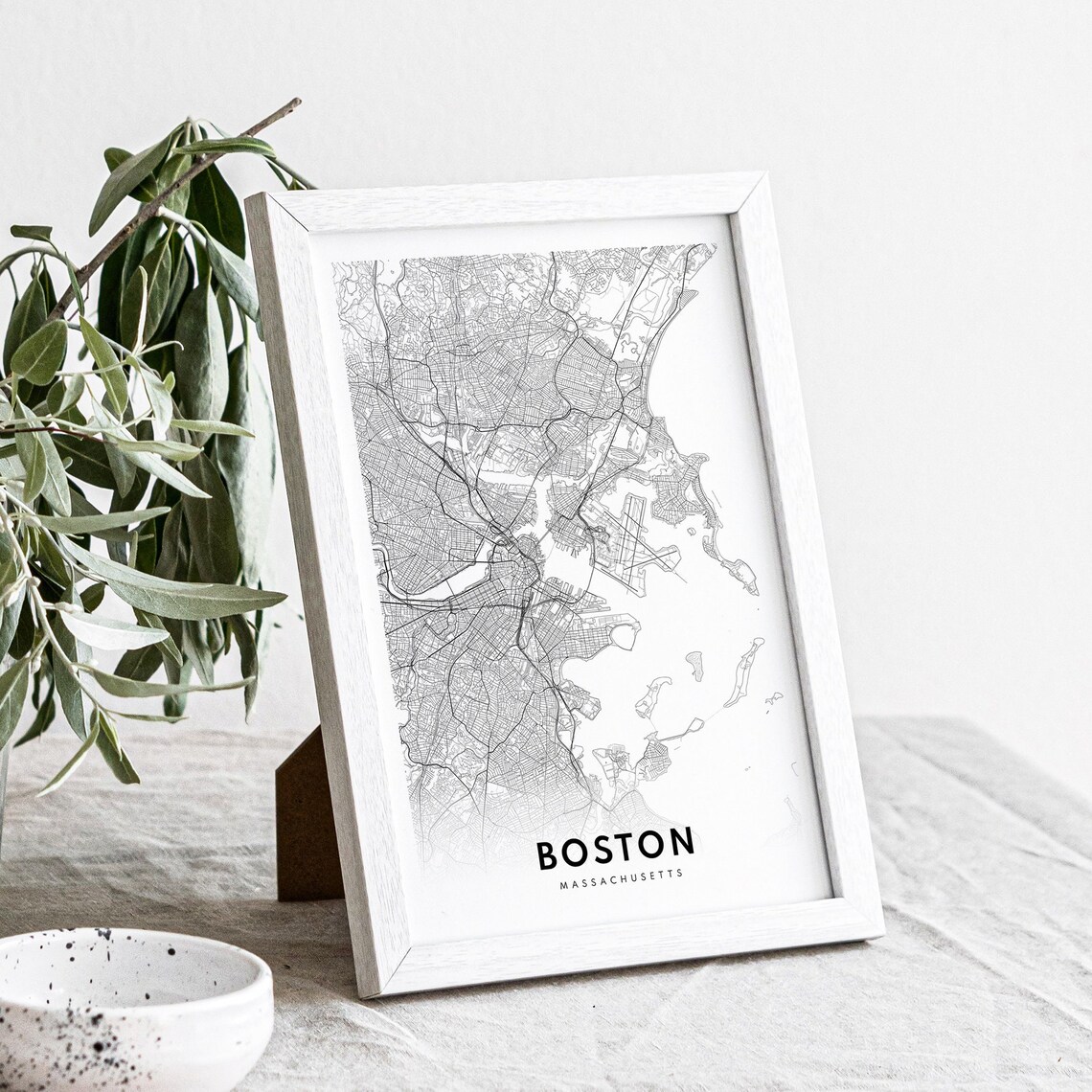Boston Map Print, Modern Black And White Map - Image 3