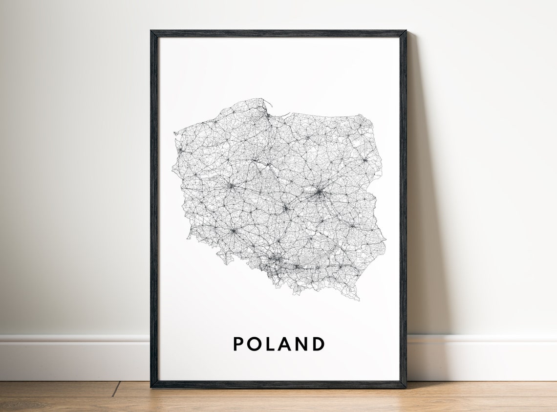 Poland Black And White Map Art Print - Image 5