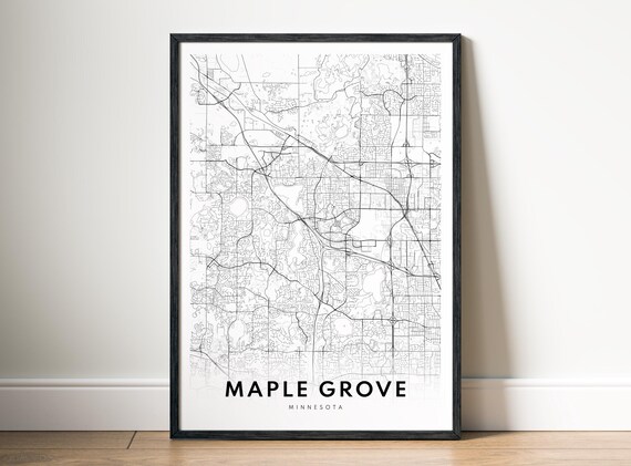 Maple Grove Mn City Map Poster Minnesota Minimalistic Black And White