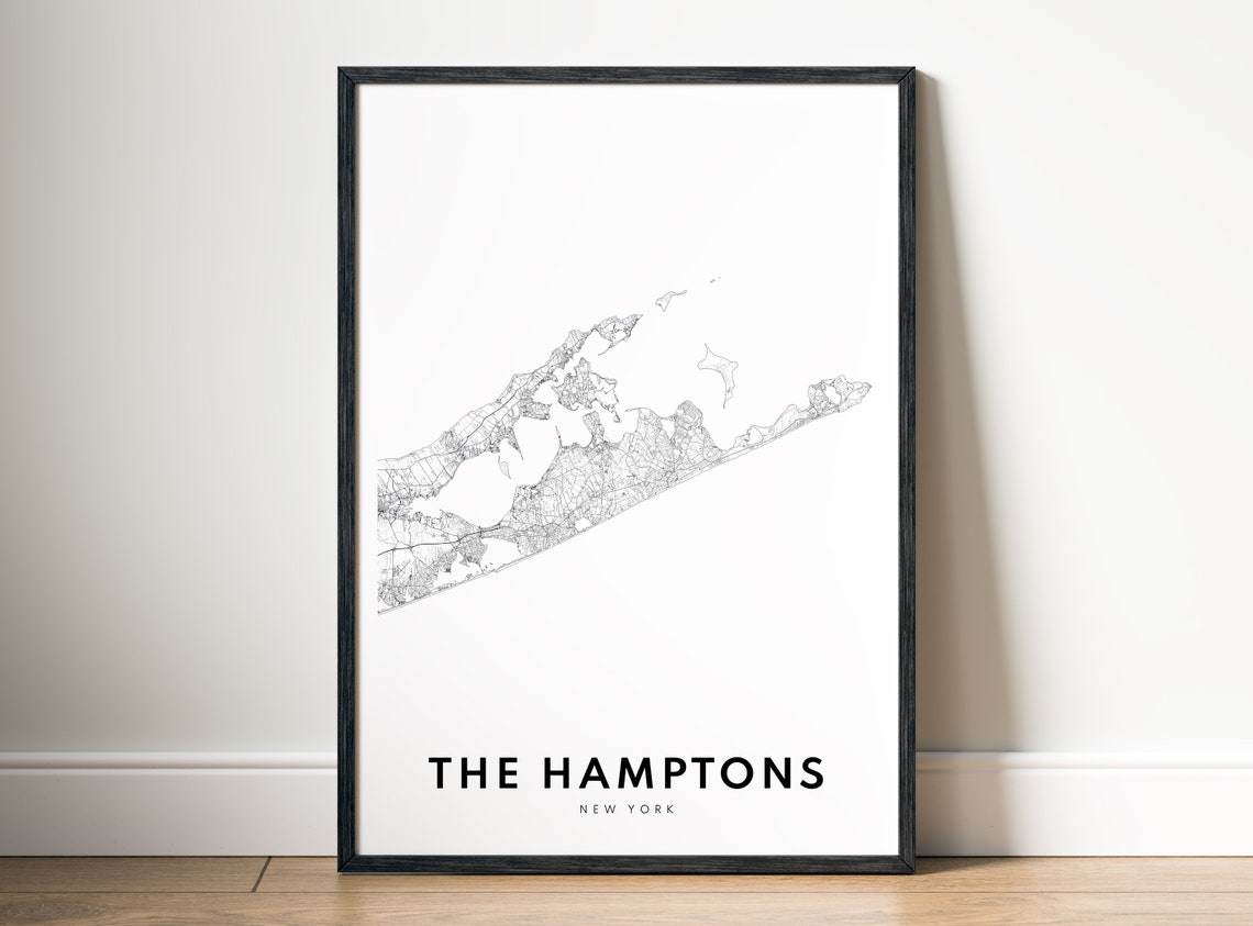 Minimalist The Hamptons New York Black and White Map Art Poster - Image 5