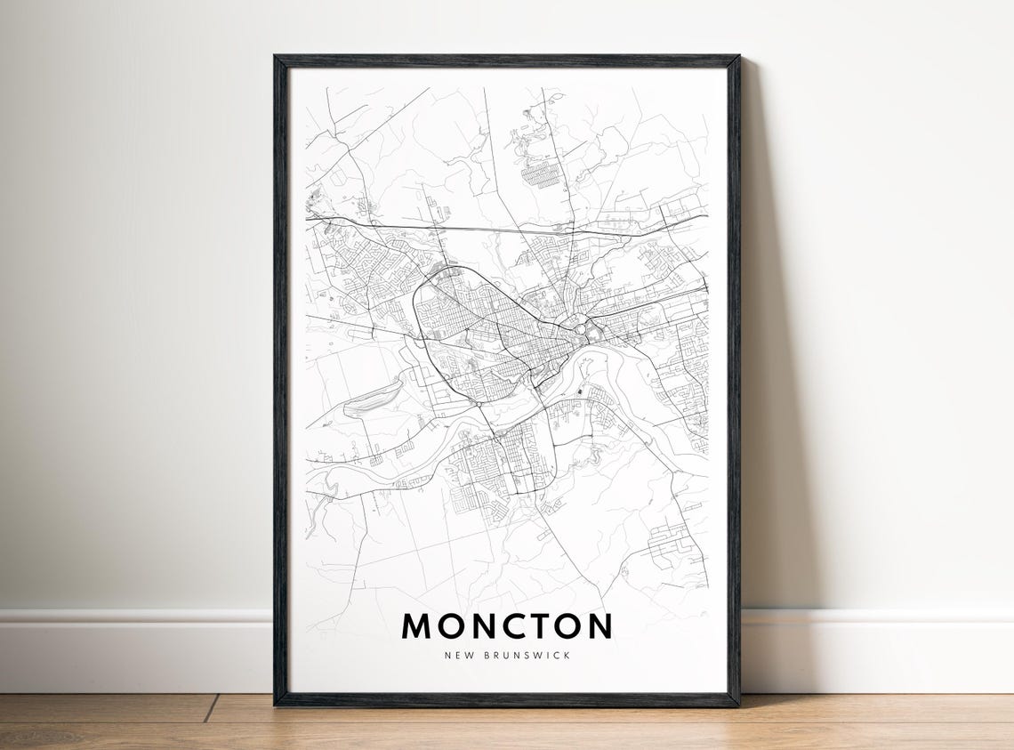 Moncton New Brunswick City Street Map Minimalist Black White Poster