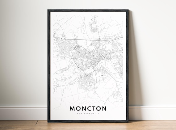 Moncton Map Print New Brunswick Poster Black And White Wall Art Sketches