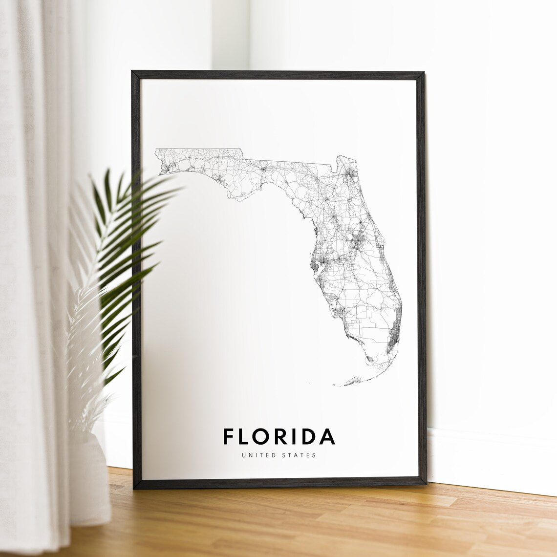 Florida State Map Print, Black and White Travel Poster - Image 2