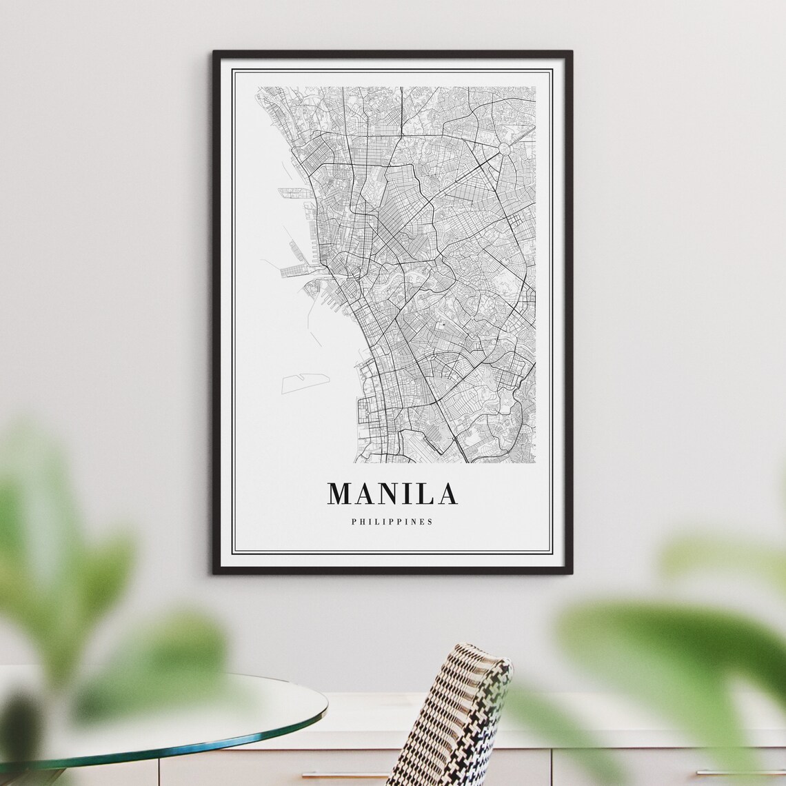 Manila Map Poster, Black And White Travel Map - Image 2