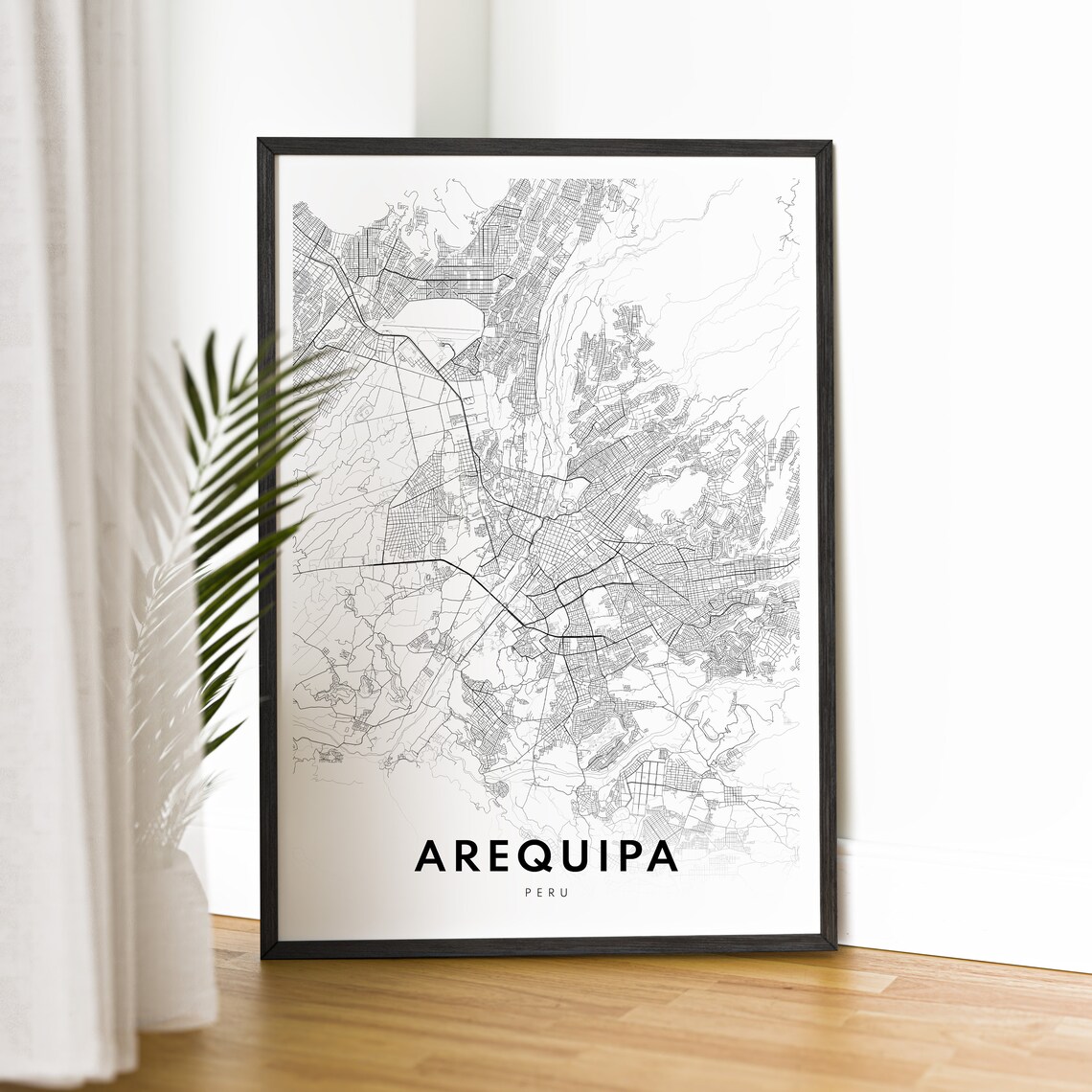 Arequipa Peru Minimalist Black and White City Street Map Poster - Image 2