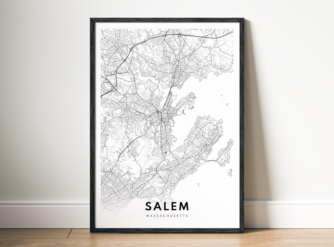 Salem, MA Map Print, Massachusetts Travel Poster