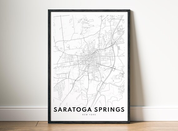 Saratoga Springs New York Map Print Black And White City Poster Minimalist Wall Art