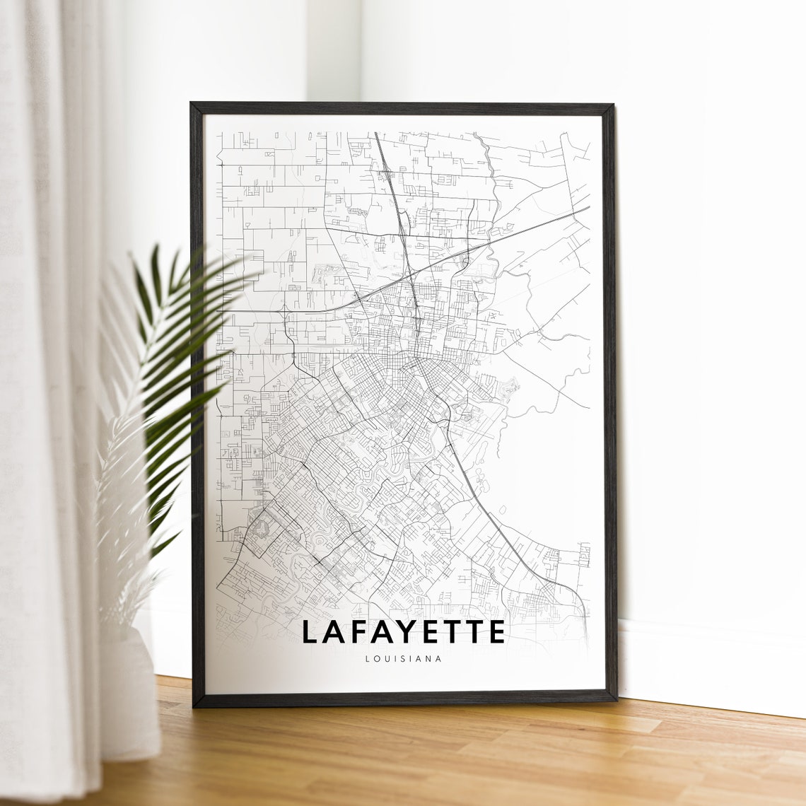 Lafayette Louisiana Minimalist Black and White City Map Poster - Image 2