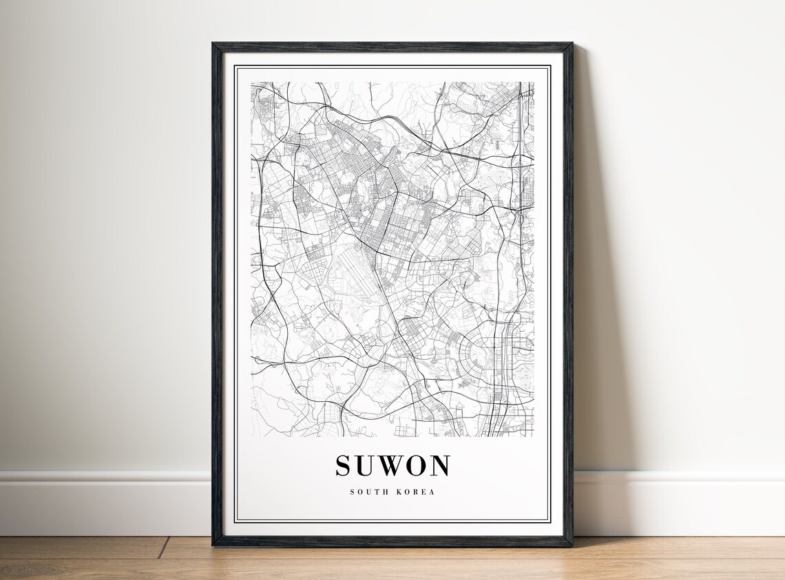 Suwon South Korea Minimalist Black and White City Map Poster - Image 5