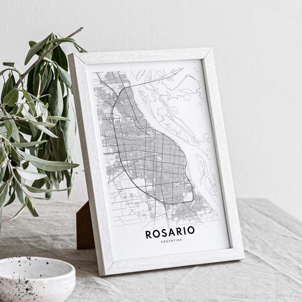 Rosario Argentina City Street Map Minimal Black White Map Wall Print - Image 4