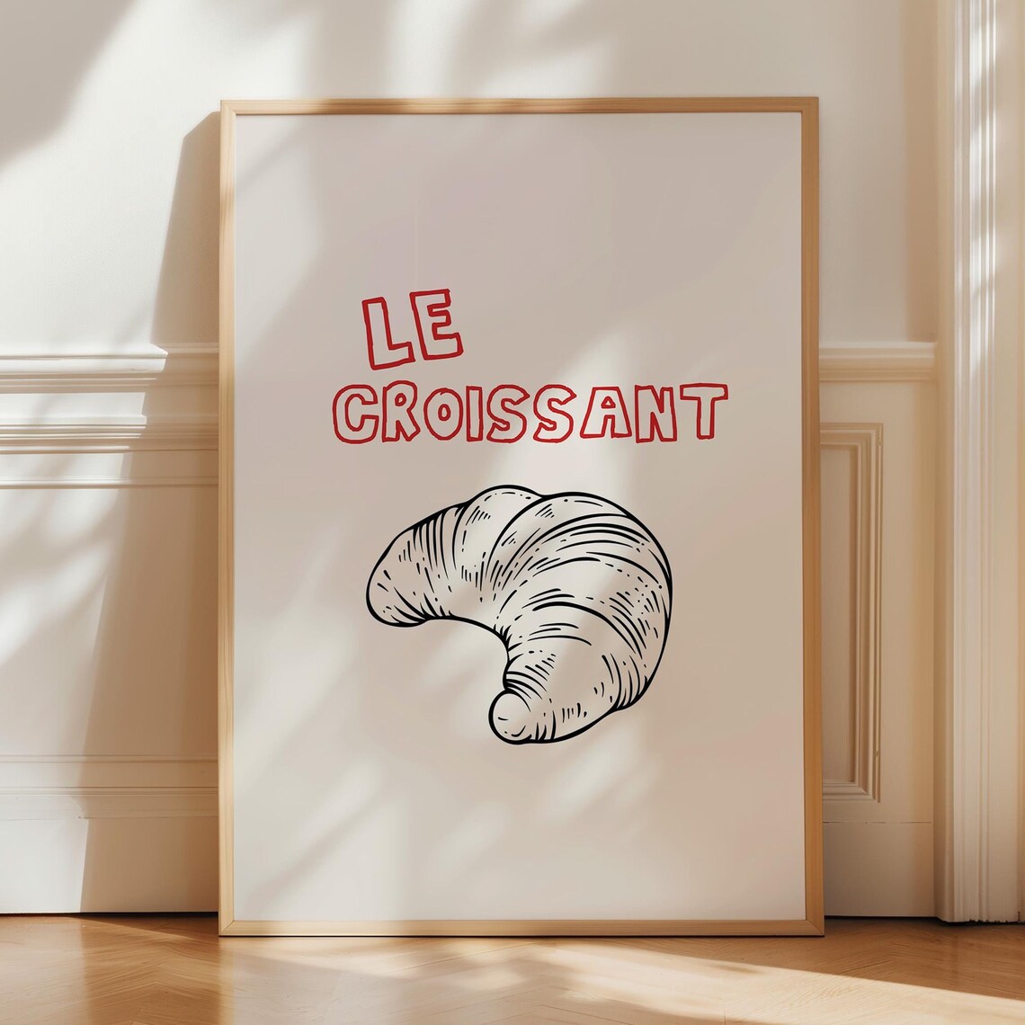 Le Croissant Vintage Engraved French Bakery Illustration Poster