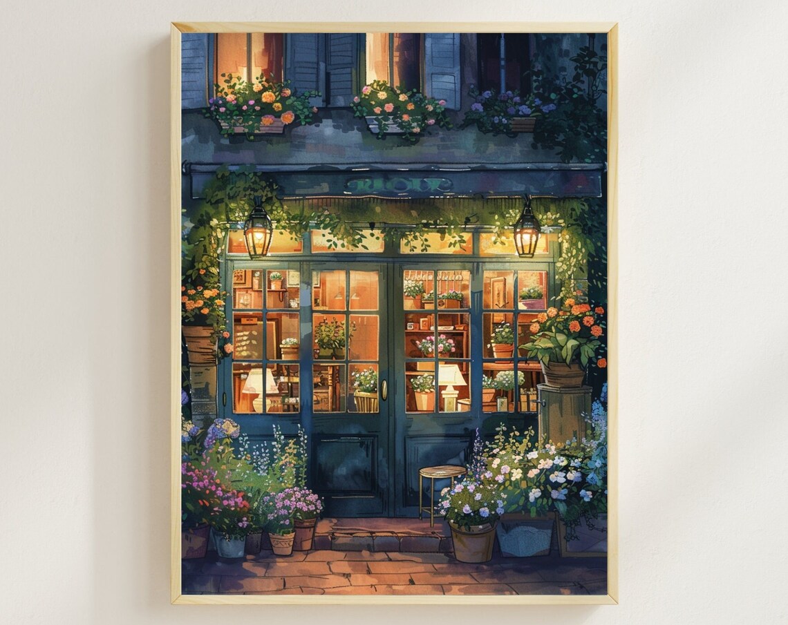 Paris Flower Shop Art Print, French Travel Poster