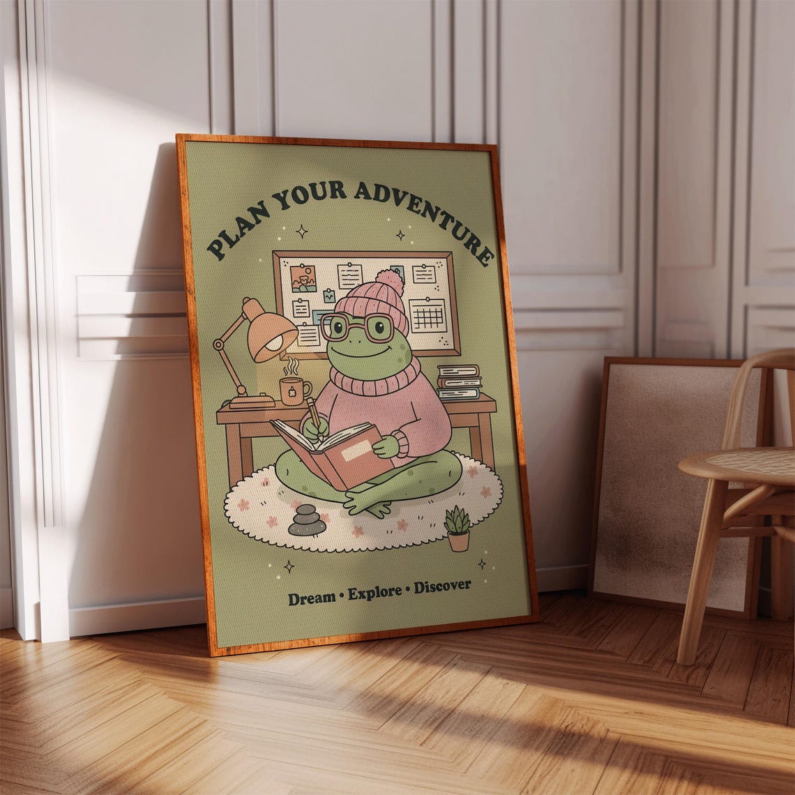 Plan Your Adventure Cozy Frog Journal Dream Explore Discover Poster