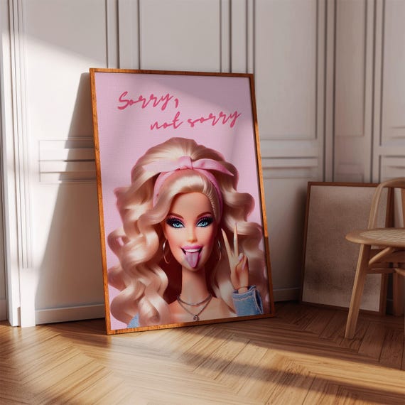Blonde Fashion Doll Poster, Preppy Art Print