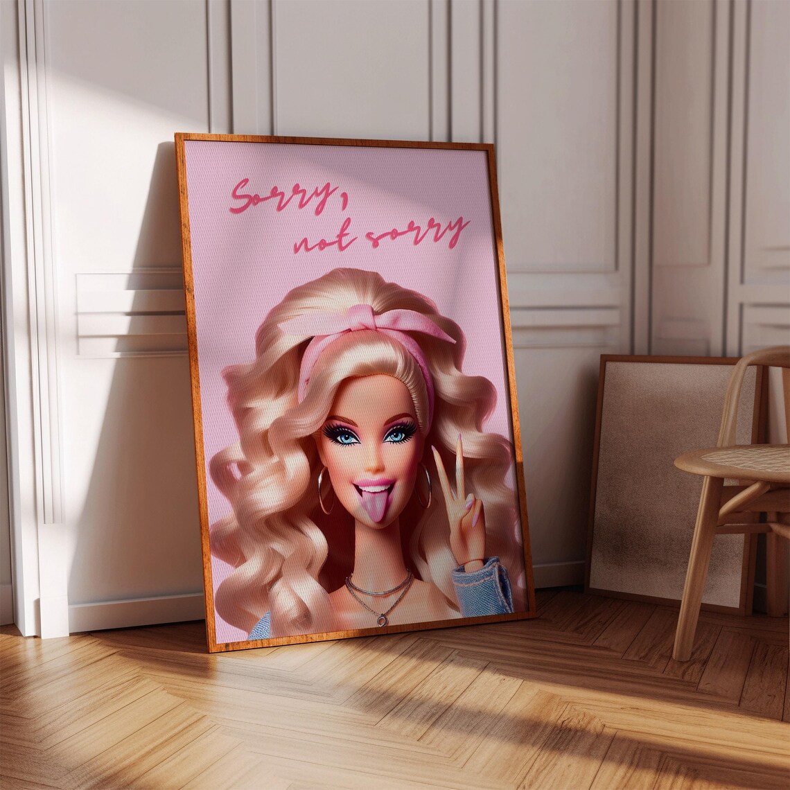 Blonde Fashion Doll Poster, Preppy Art Print