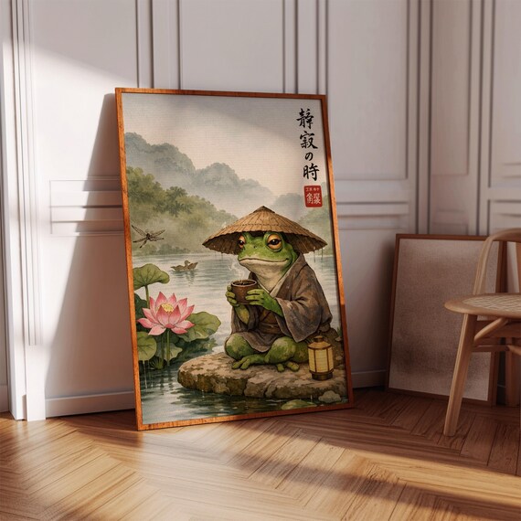 Japanese Frog Art Print Zen Garden Poster Digital Download