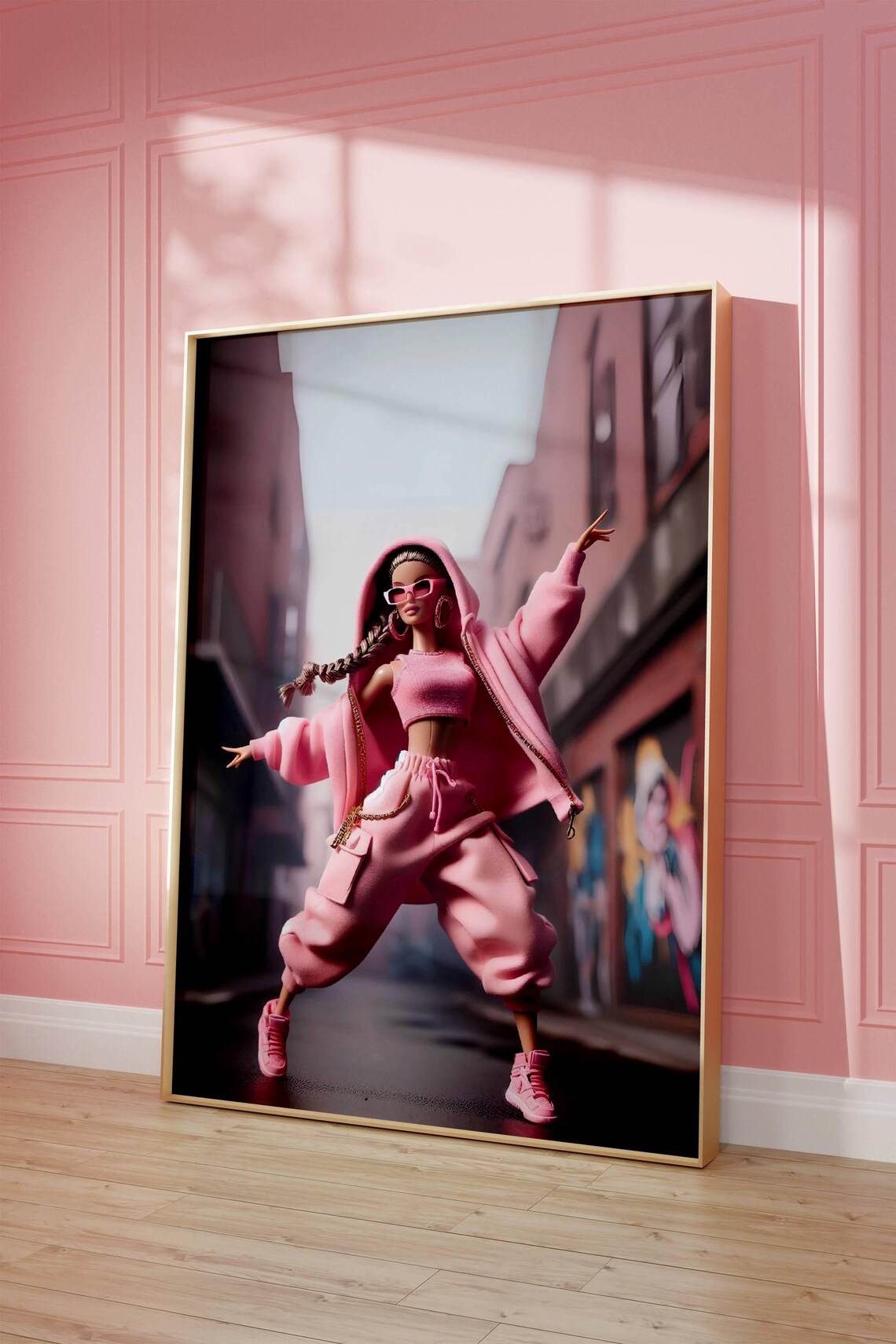 Pink Hip Hop Fashion Doll Street Dance Urban Style Trendy Room Poster