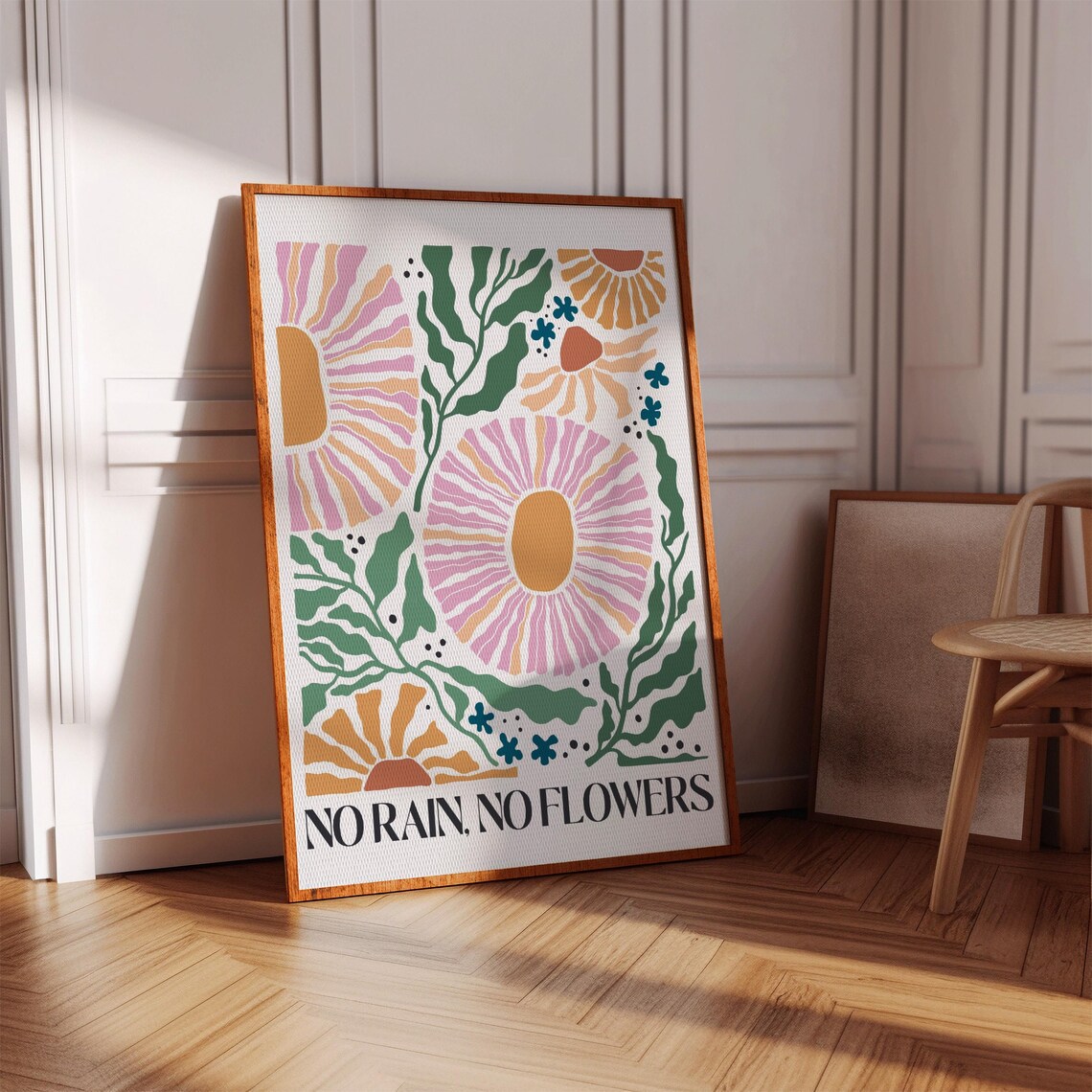 Flower Wall Art, No Rain Flowers Quote Print