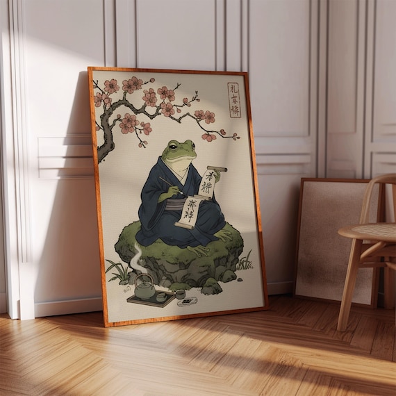 Japanese Frog Art Print Zen Garden Poster Digital Download