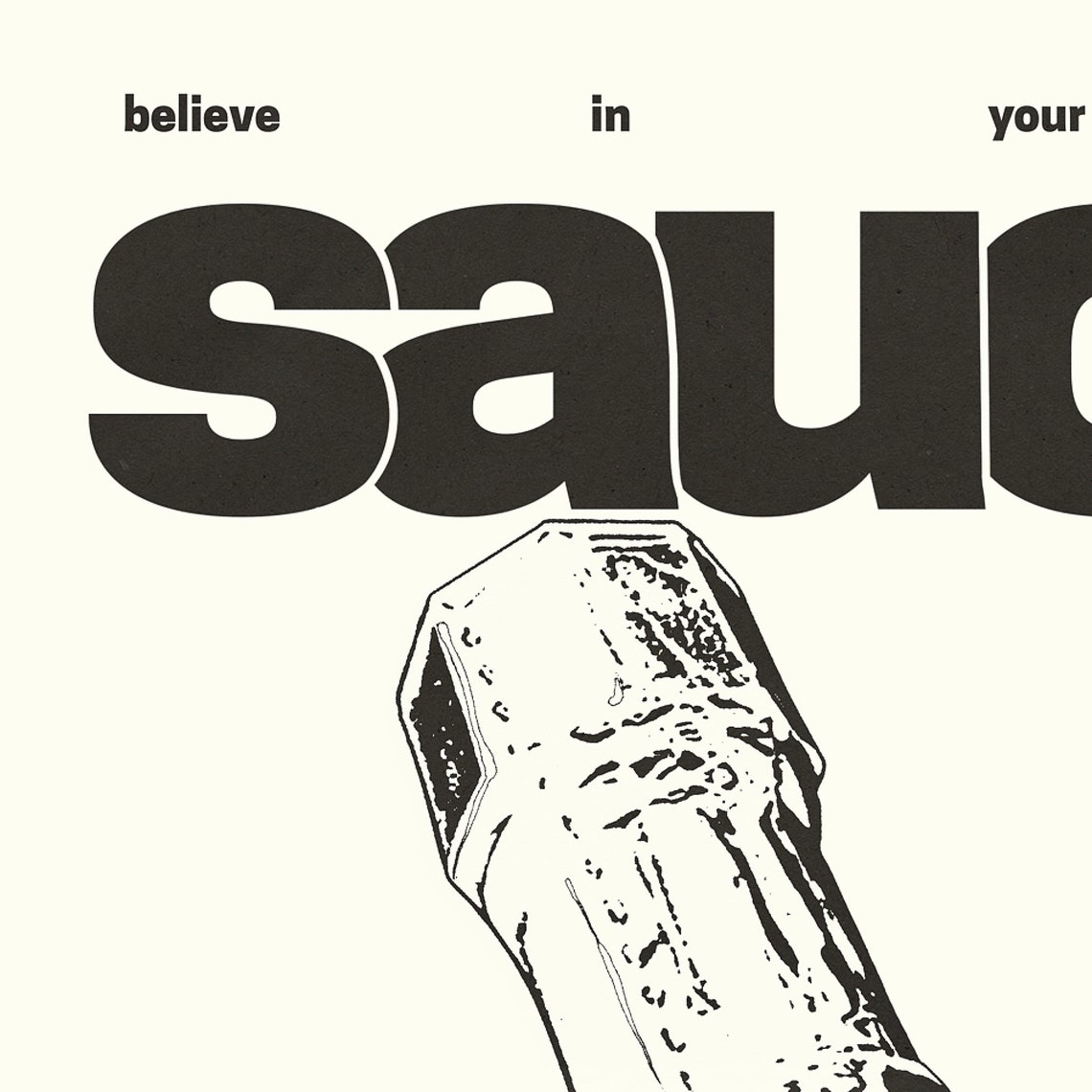 Hot Sauce Poster Believe In Your Own Sauce Spicy Sauce Drawing Aesthetic Retro Vintage Food Wall Art Instant Print Jpg - Image 2