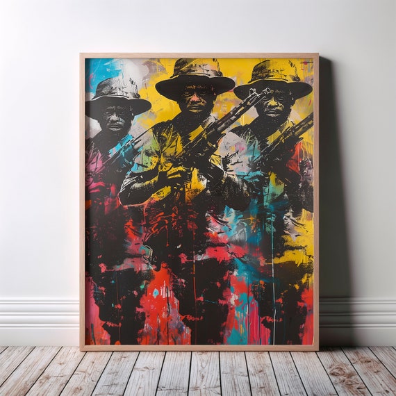 African Art Poster Black Urban Excellence Ethnic Empowerment Brave Frontliners Contemporary Colorful