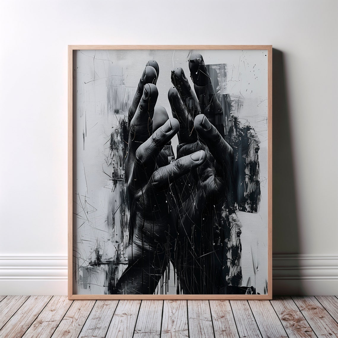 Black And White Abstract Hands Expressionist Monochrome Poster