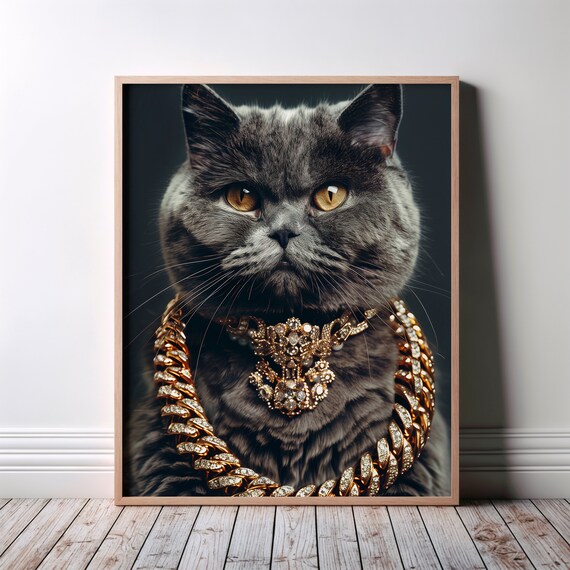 Funny Cat Art Poster Gift Lover Urban Animal For Pet Lovers Cool