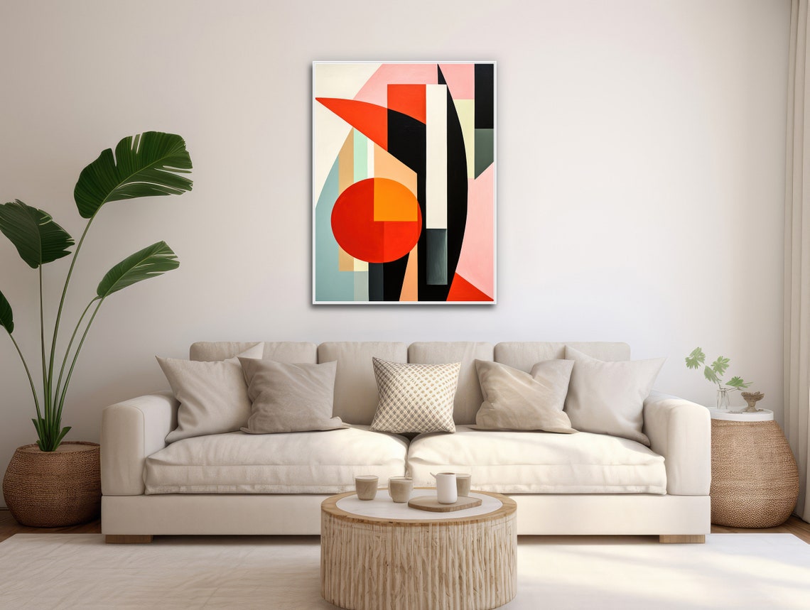 Large Mid Century Wall Art Framed Print Midcentury Modern Abstract Painting Tropical Botanical Artwork Fresh Air - Image 3