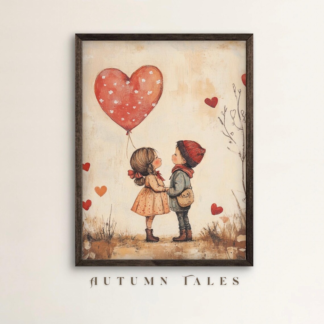 Valentine's Day Little Boy And Girl Art Print