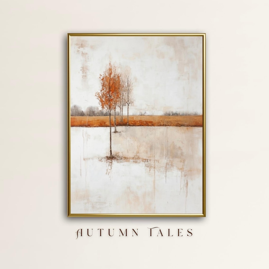 Abstract Winter Landscape Burnt Orange Tree Minimalist Farmhouse Poster