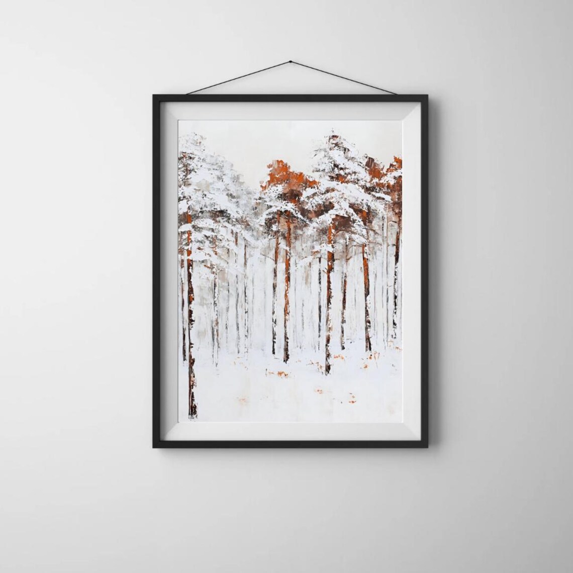 White Winter Landscape Wall Art Print Snow Covred Trees Minimalist Abstract Christmas Home Decor Moody Rustic Fall Landscape - Image 5
