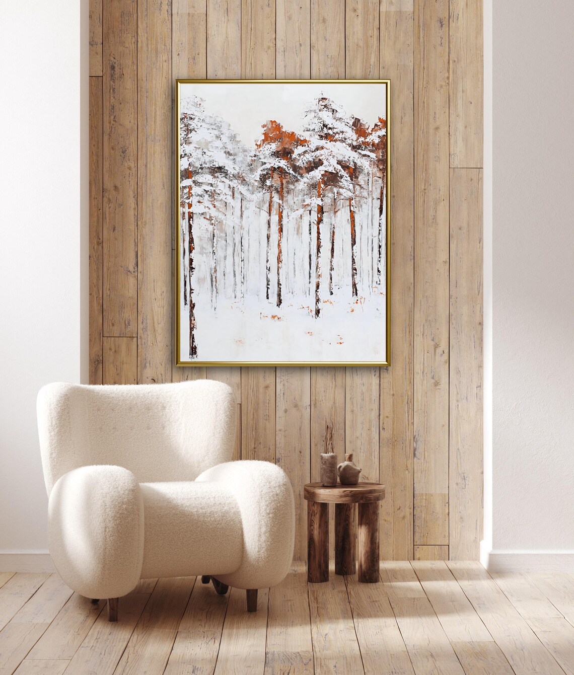 White Winter Landscape Wall Art Print Snow Covred Trees Minimalist Abstract Christmas Home Decor Moody Rustic Fall Landscape - Image 3