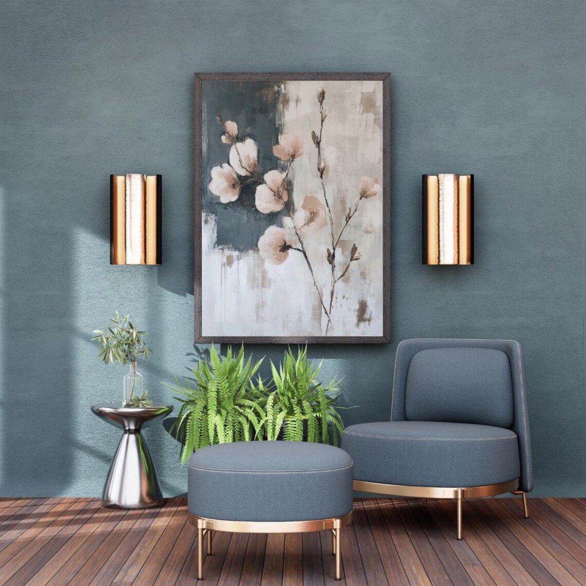 Cotton Branch Abstract Wabi Sabi Minimalist Floral Art Poster - Image 6