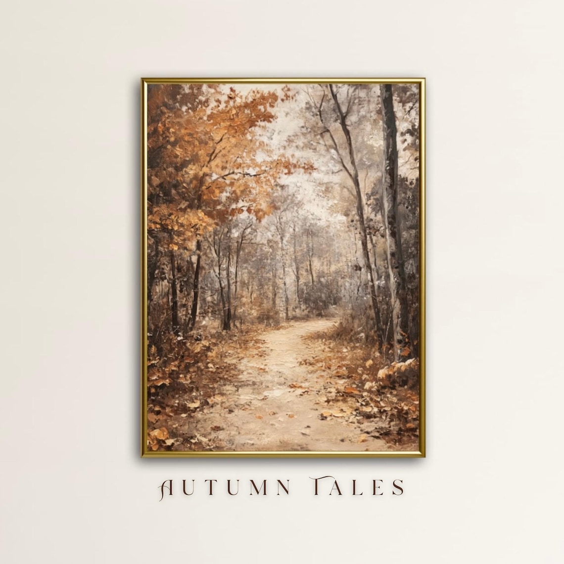 Vintage Forest Landscape, Rustic Farmhouse Art Print