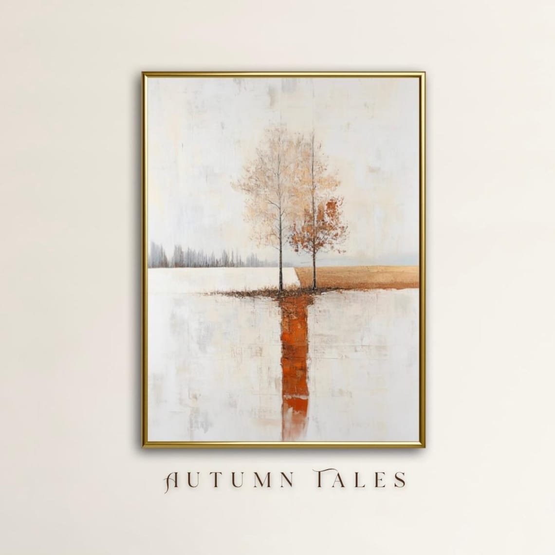 Autumn Tales Twin Trees Lakeside Calm Reflection Fall Poster