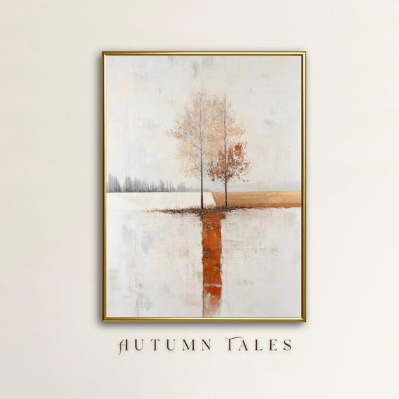Abstract Moody Fall Wall Art Print Contemporary Farmhouse Decor Autumn Landscape Wall Art Minimalist Wall Art Burnt Orange