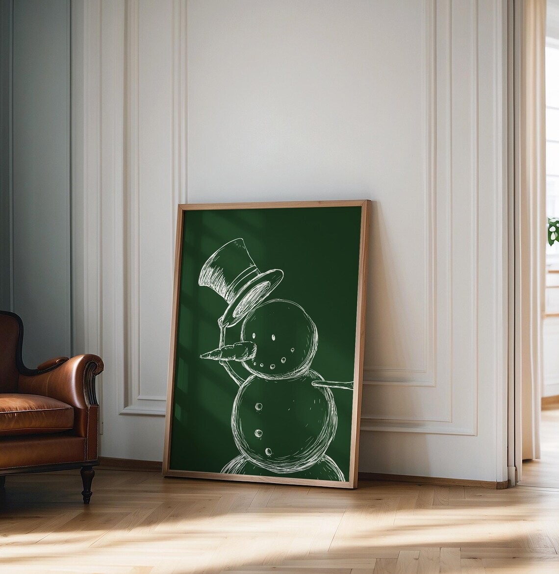 Snowman Christmas Wall Art Print, Festive Winter - Image 2