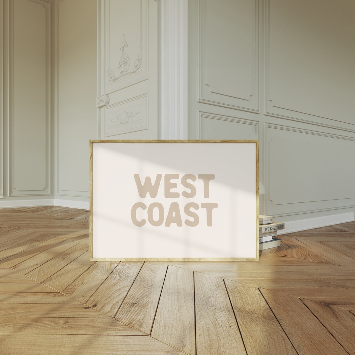 West Coast Tan Retro Typography Cream Beach House Quote Poster - Image 2