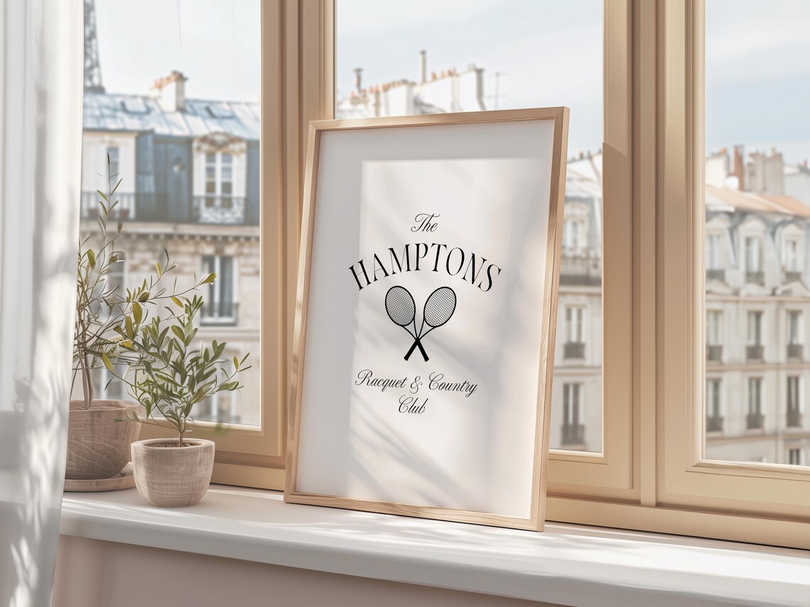The Hamptons Racquet Country Club Tennis Crossed Racquets Poster - Image 5
