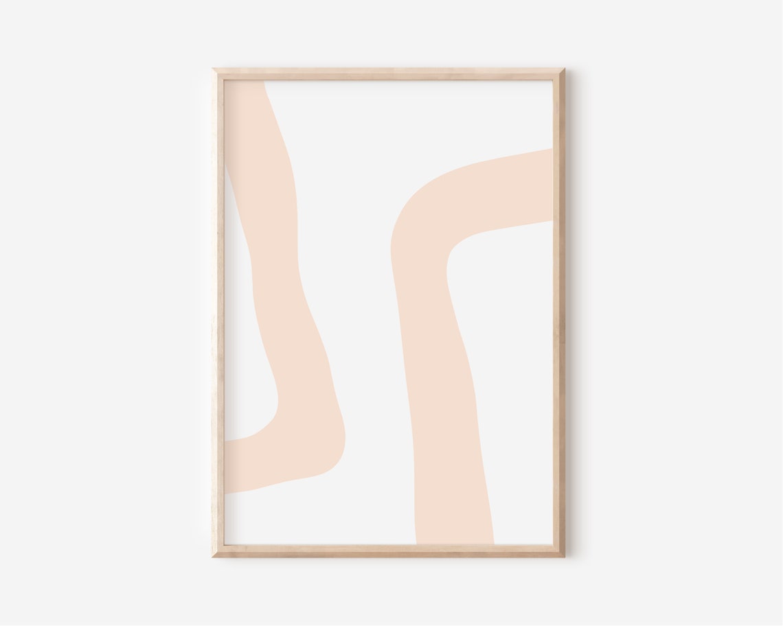 Peach Wavy Lines Minimalist Abstract Soft Blush Modern Art Poster - Image 5