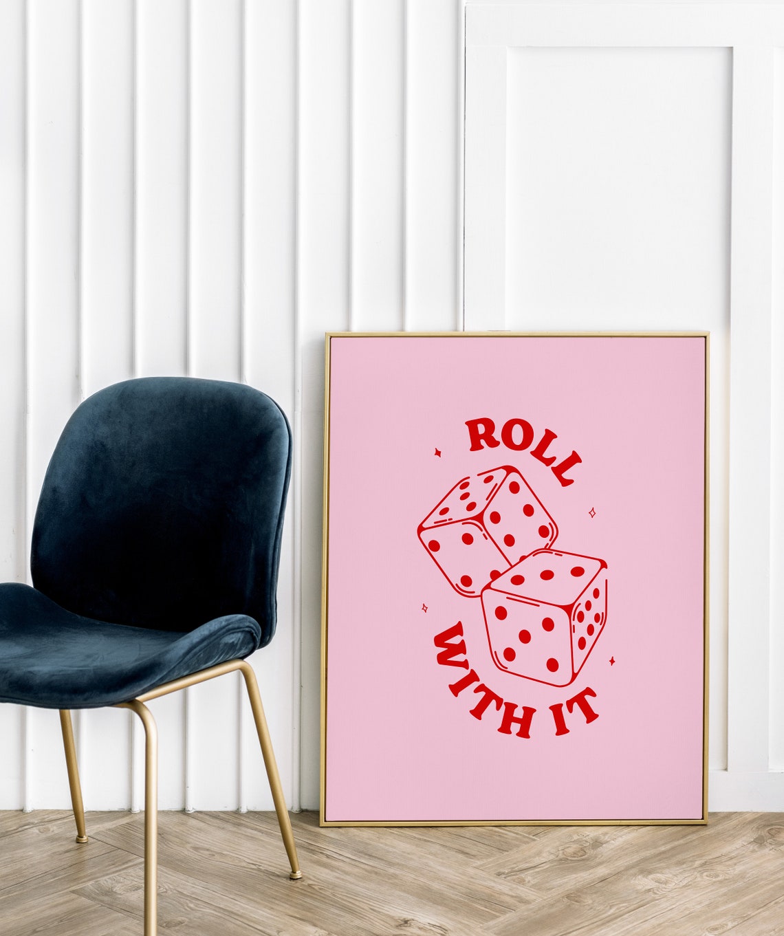 Roll With It Lucky Dice Retro Red Pink Trendy Dorm Room Poster - Image 2