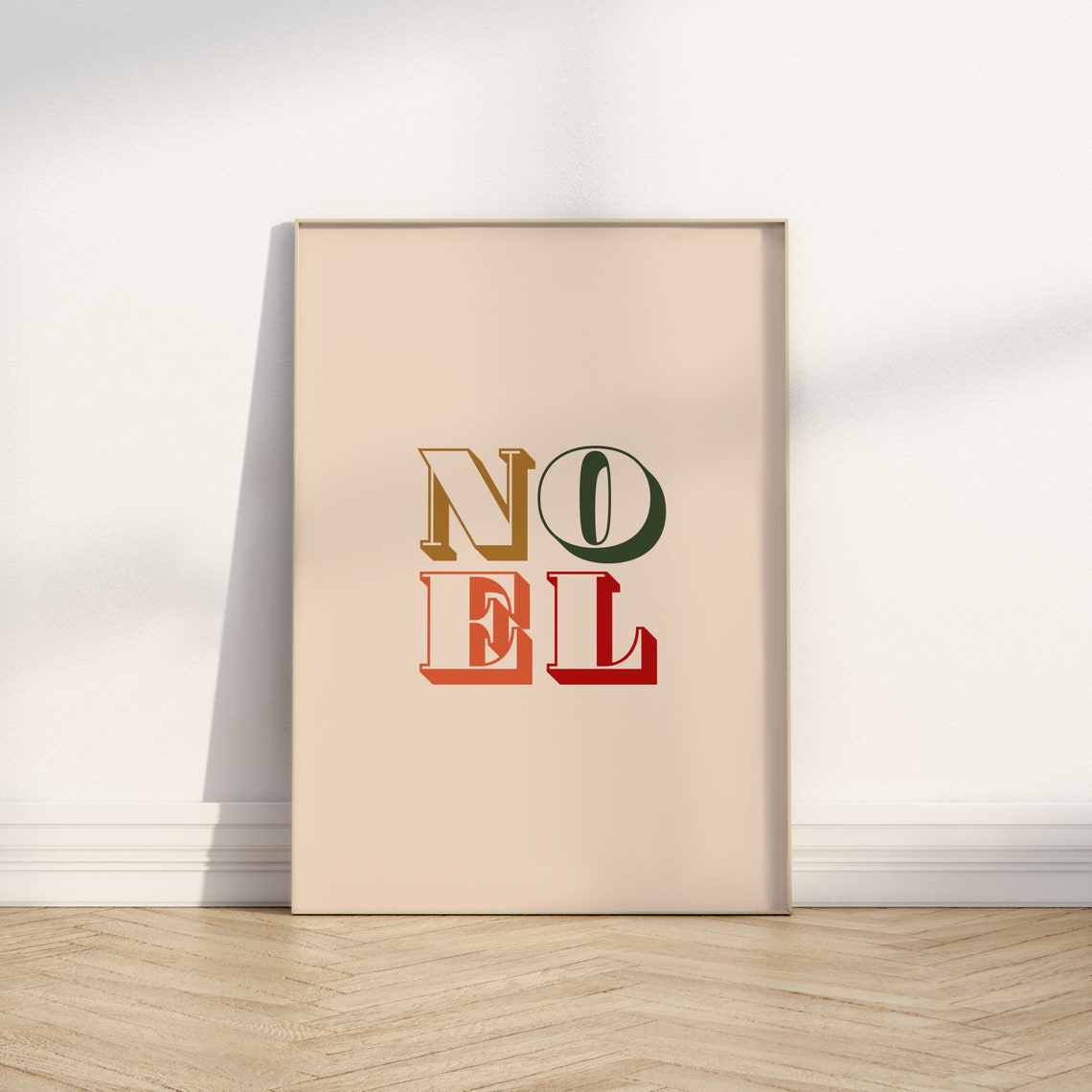 Noel Retro Typography Red Gold Green Christmas Holiday Poster - Image 3